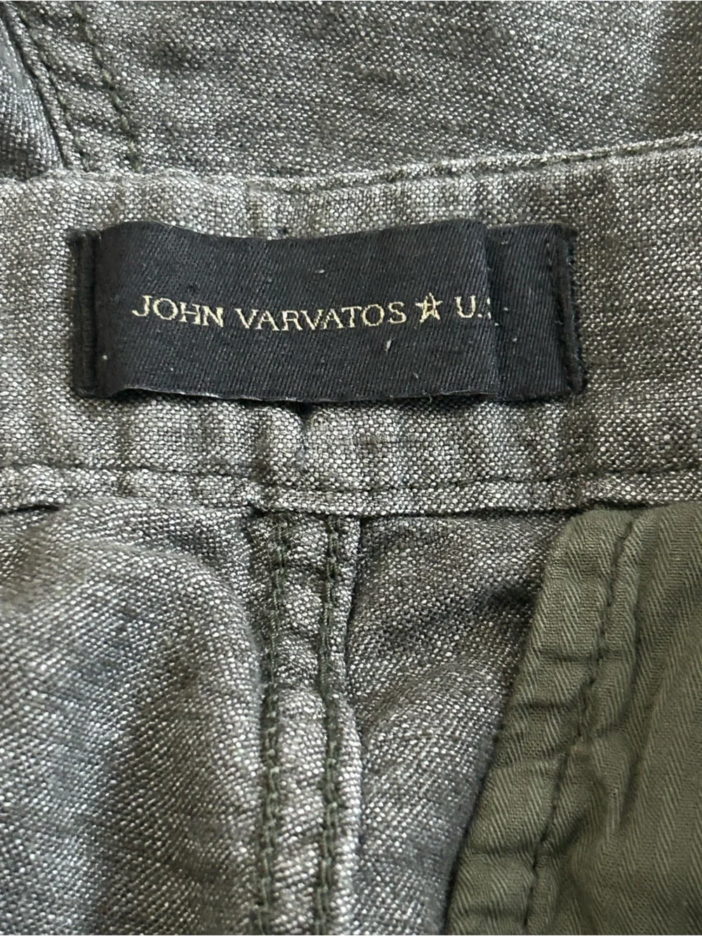 John Varvatos Shorts Mens 33 7" Inseam Dark Gray Chino Linen Blend Drawstring - Picture 4 of 9